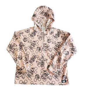 Disney Mickey Mouse‎ 1/4 Zip  Fleece Hoodie Jacket Women's Pink Size XL 15/17
